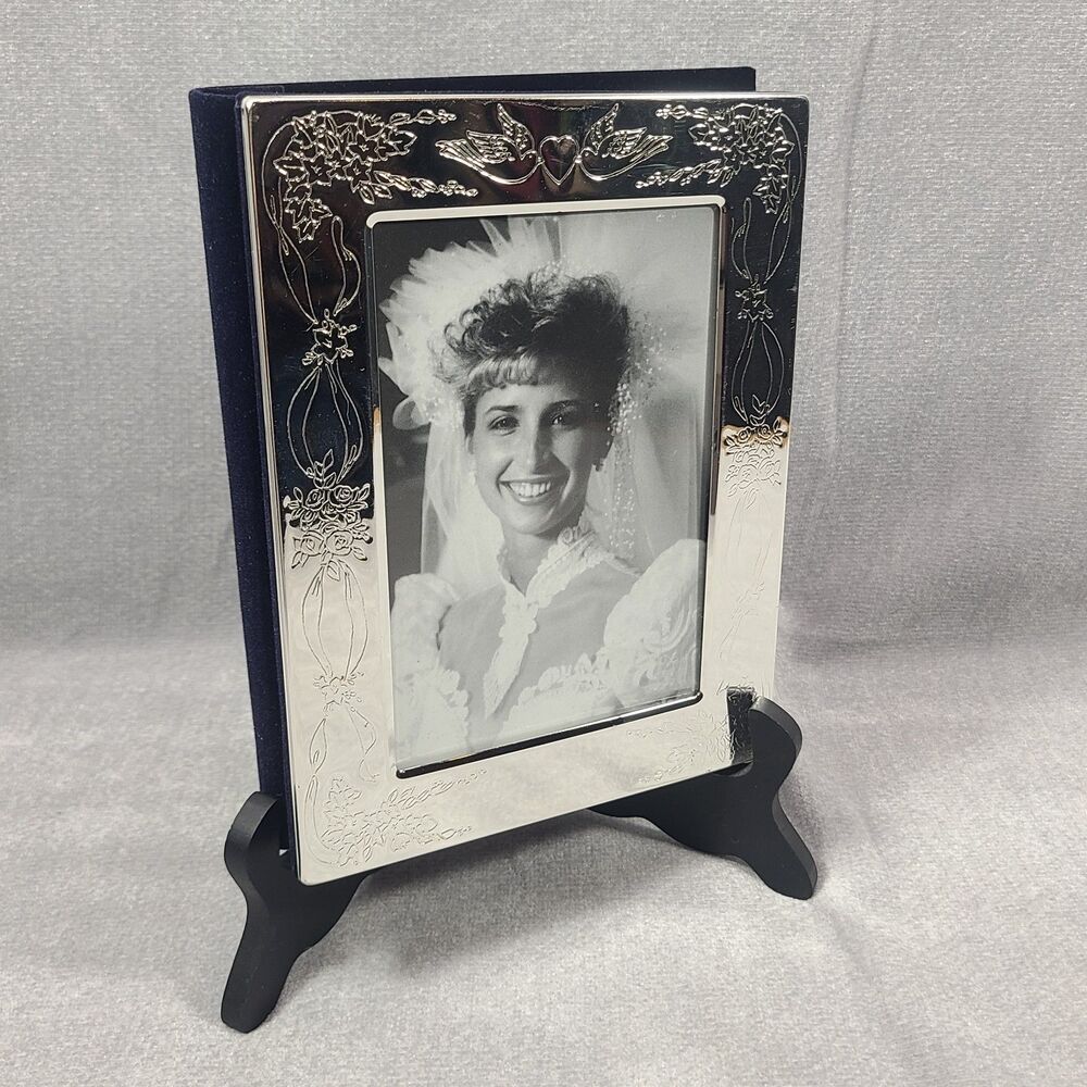 Vintage Silver Plated Wedding Album Photo Pages 4 x 6 Hearts Flowers New